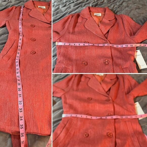 Aura On a High Note Coat Tie Waist Double Breasted Porcelain Rose Pink M - Picture 10 of 10